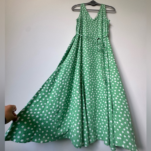 LOFT Dotted Godet Double V Midi Dress - Size S - Picture 7 of 12